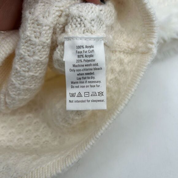 JANIE & JACK Girl's Ivory White Faux Fur Knit Button Up Cardigan Sweater Size 3T - Picture 6 of 6